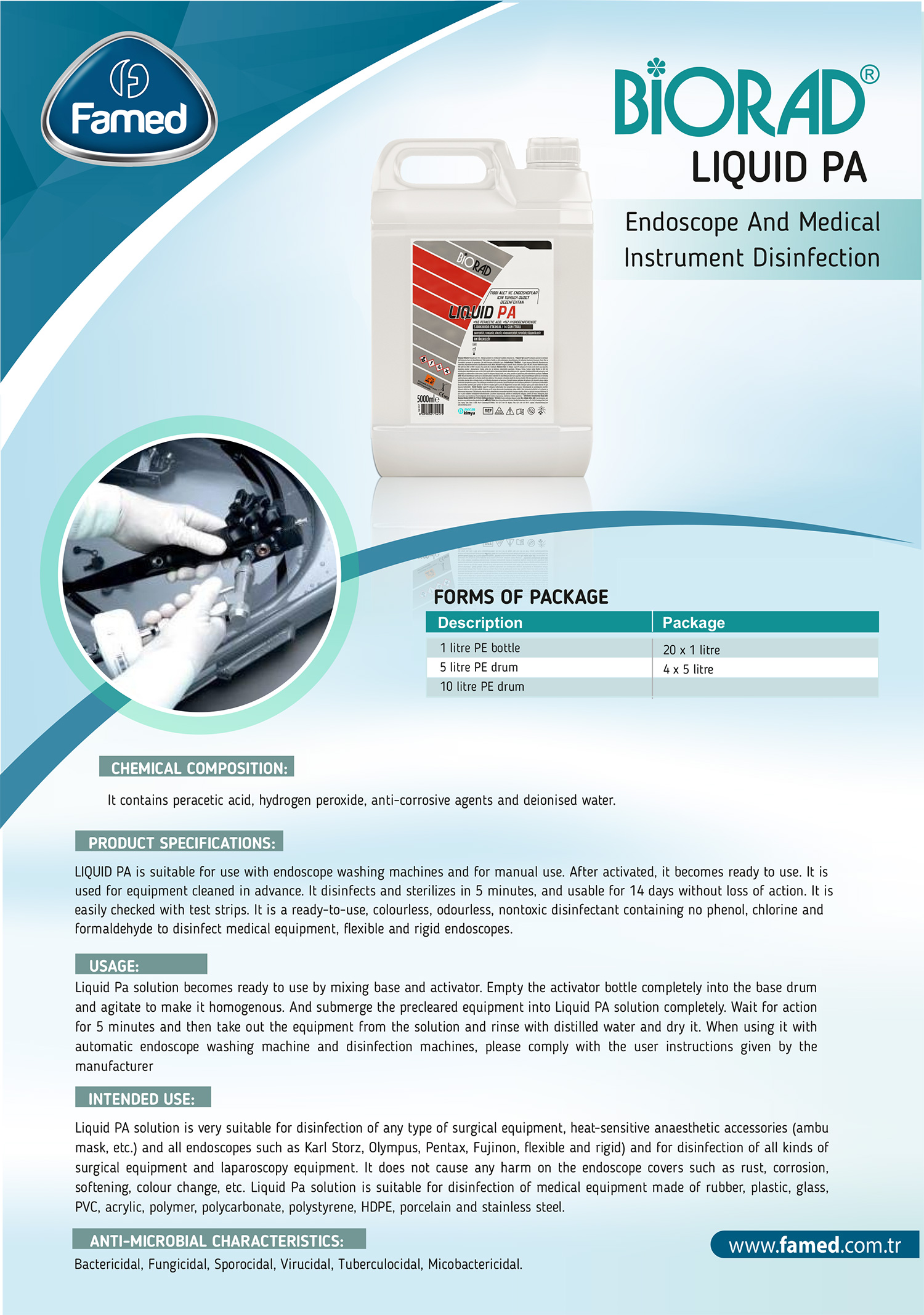 Liquid PA Endoscope And Medical Instrument Disinfection