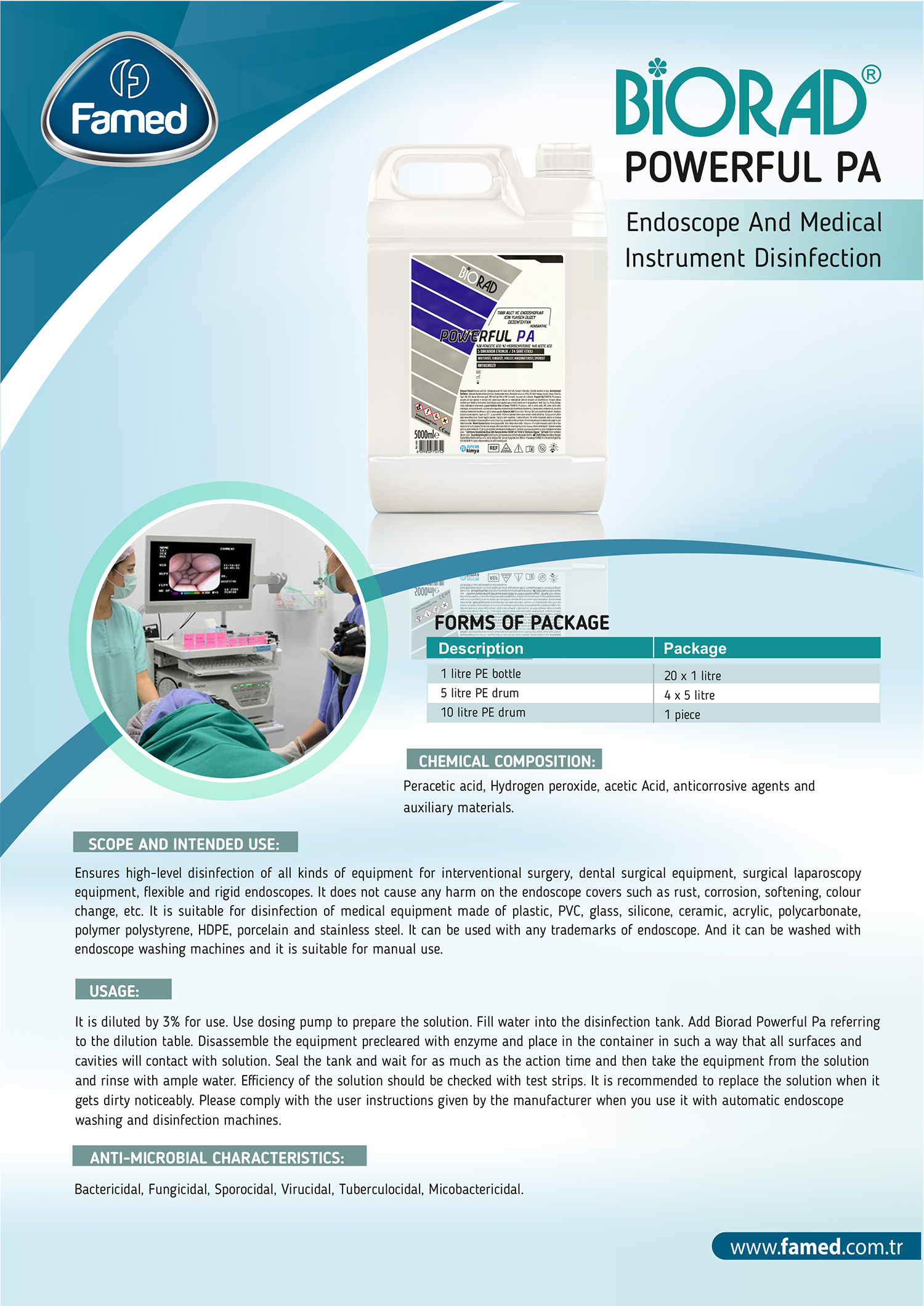Powerful PA Endoscope And Medical Instrument Disinfection